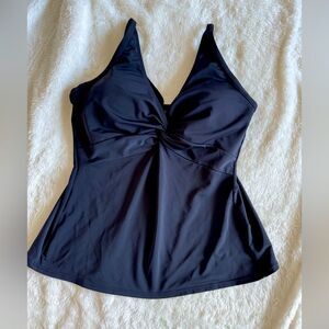 Sunsets Black Twist Front Tankini Top Sz 36DD Underwire Support Beach Travel